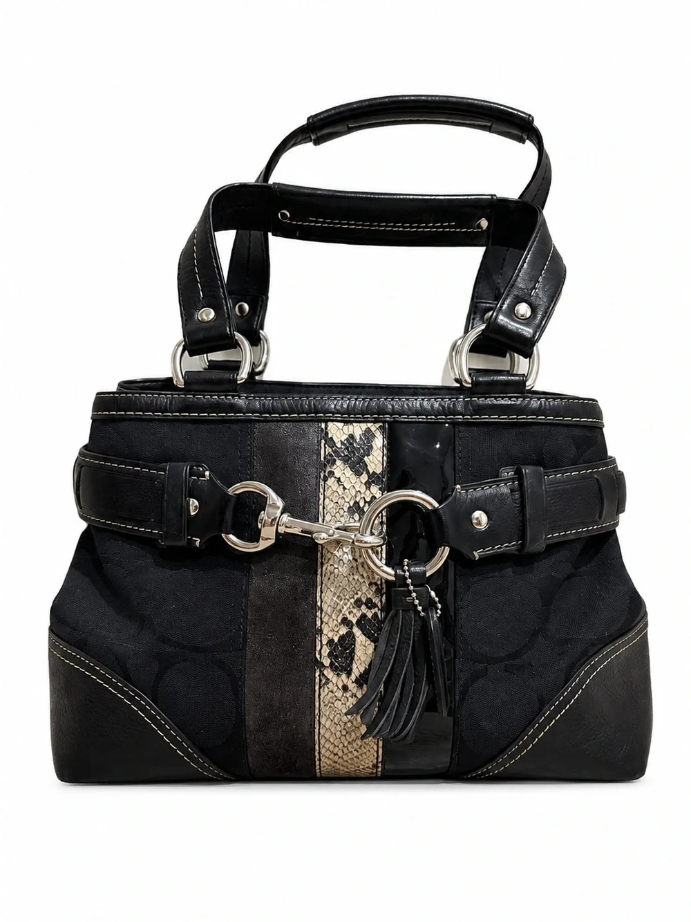 Vintage 2006 Coach Hamptons Signature Carryall 10262 Black Python Y2K Bag